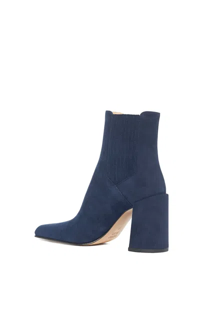 Gabriela Hearst Luke High Heel Ankle Boot In Navy Suede In Blue