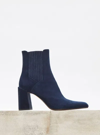 Gabriela Hearst Luke High Heel Ankle Boot In Navy Suede In Blue