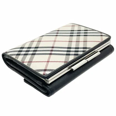 Pre-owned Burberry Black Light Beige Nylon Leather Wallet (tri-fold) () In Multi