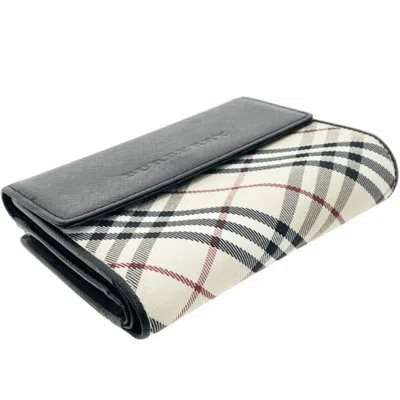 Pre-owned Burberry Black Light Beige Nylon Leather Wallet (tri-fold) () In Multi