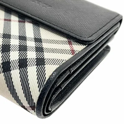 Pre-owned Burberry Black Light Beige Nylon Leather Wallet (tri-fold) () In Multi