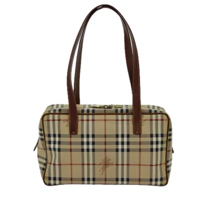 Pre-owned Burberry Nova Check Beige Canvas Shoulder Bag ()