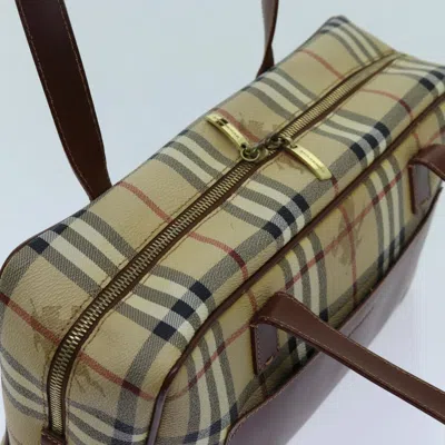 Pre-owned Burberry Nova Check Beige Canvas Shoulder Bag ()