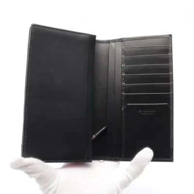 Pre-owned Bvlgari Black Leather Long Wallet (bi-fold) ()