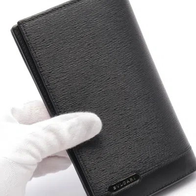Pre-owned Bvlgari Black Leather Long Wallet (bi-fold) ()