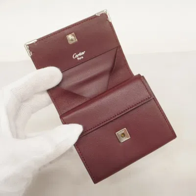 Pre-owned Cartier Bordeaux Leather Coin Purse/coin Case () In Burgundy