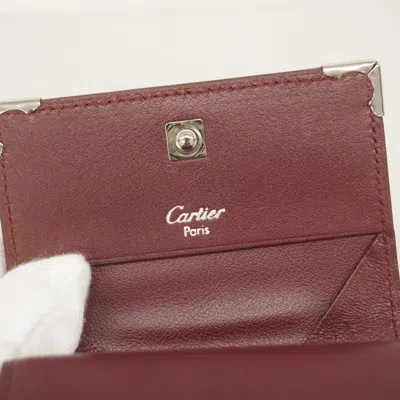 Pre-owned Cartier Bordeaux Leather Coin Purse/coin Case () In Burgundy