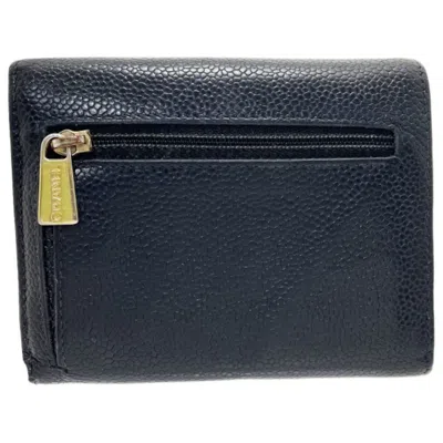 Pre-owned Chanel Black Grained Calfskin Wallet (tri-fold) ()