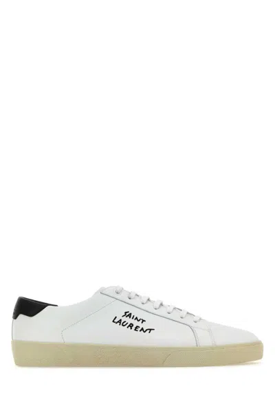 Saint Laurent Leather Men Shoes Sneaker Rubber Sole In White