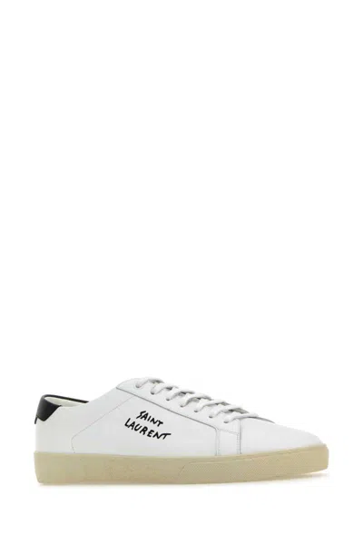 Saint Laurent Leather Men Shoes Sneaker Rubber Sole In White