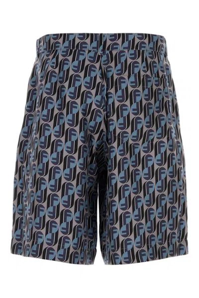 Fendi Silk Bermuda Shorts Featuring All-over Print In Multi