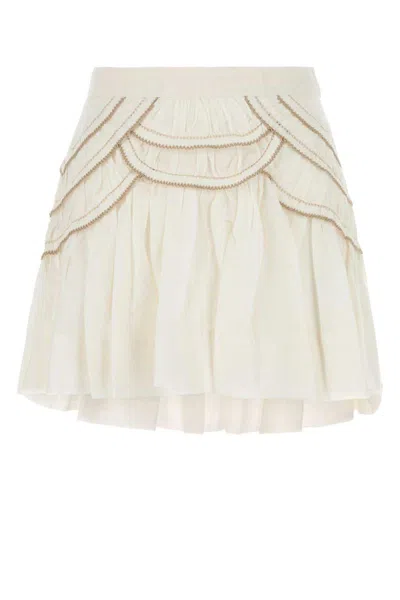 Isabel Marant Étoile Isabel Marant Etoile White Cotton Blend Ceola Mini Skirt In White