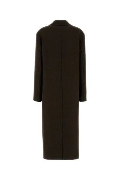 Jil Sander Long Wool Coat Featuring Flap Pockets In Brown