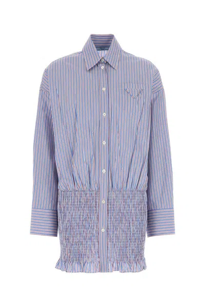 Prada Embroidered Poplin Shirt In Multi