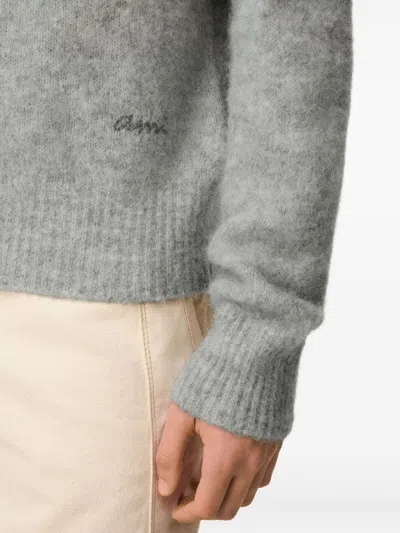 Ami Alexandre Mattiussi Ami Paris Grey Wool And Alpaca Polo Sweater Ami Paris In Gray