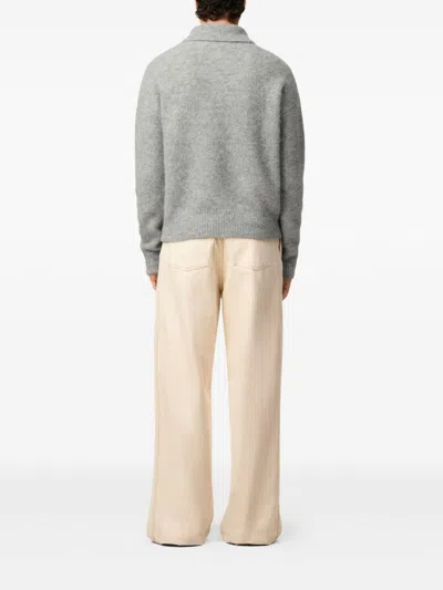 Ami Alexandre Mattiussi Ami Paris Grey Wool And Alpaca Polo Sweater Ami Paris In Gray