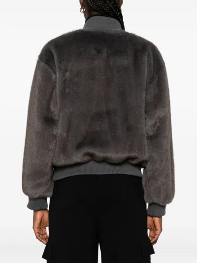 P.a.r.o.s.h Faux-fur Bomber Jacket In Gray