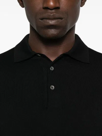 Tagliatore Long-sleeve Polo Shirt In Blue