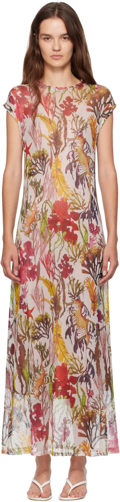 Silk Laundry Multicolor Mesh Maxi Dress