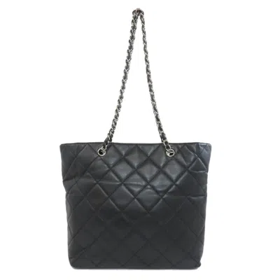 Pre-owned Chanel Matelasse Black Leather Tote Bag ()