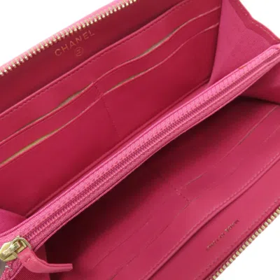Pre-owned Chanel Pink Leather Long Wallet (bi-fold) ()