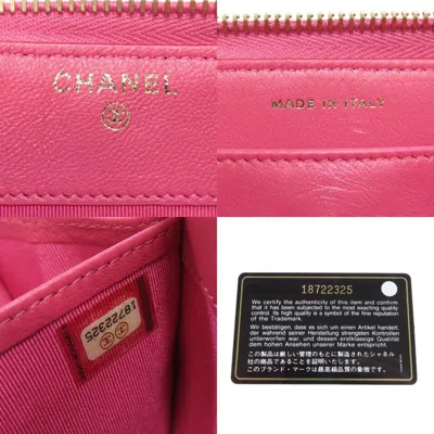 Pre-owned Chanel Pink Leather Long Wallet (bi-fold) ()