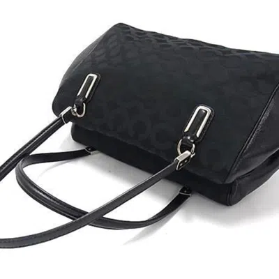 Pre-owned Coach Black Canvas Leather Handbag Shoulder Bag Tote Bag ()
