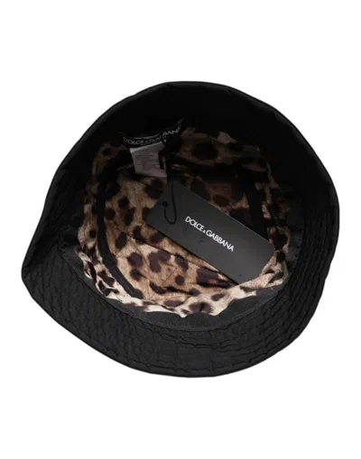 Dolce & Gabbana Black Dg Crystal Polyester Wide Brim Bucket Women's Hat In Black