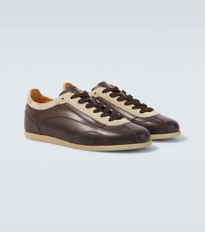 Brunello Cucinelli Calfskin And Suede Sneakers In Brown