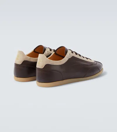 Brunello Cucinelli Calfskin And Suede Sneakers In Brown