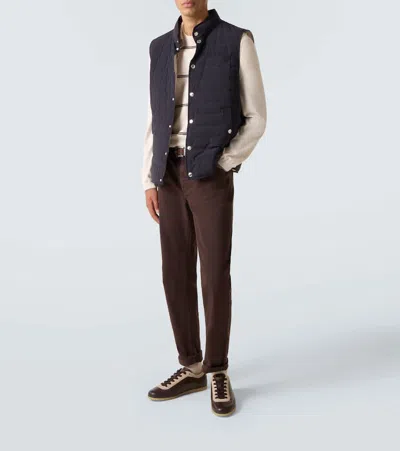 Brunello Cucinelli Calfskin And Suede Sneakers In Brown