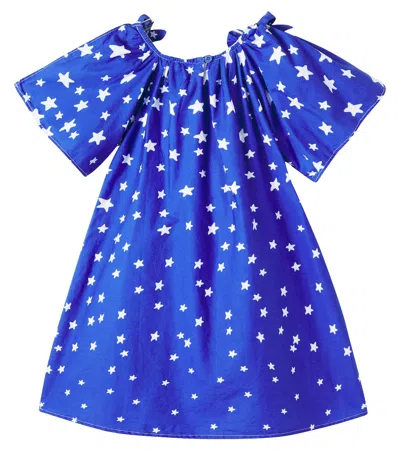 蝴蝶结细节印花棉质连衣裙