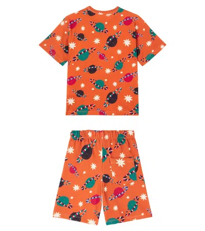 Fabula Fábula Printed T-shirt And Shorts Set In Orange