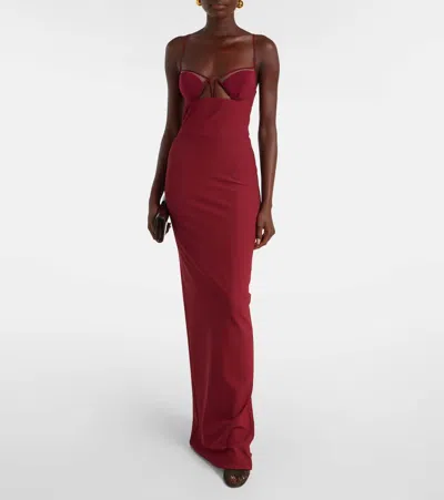 Nensi Dojaka V-wire Bra Maxi Dress In Red