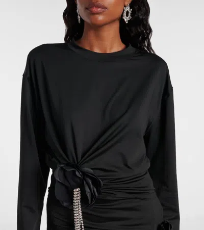 垂褶缀饰针织T恤