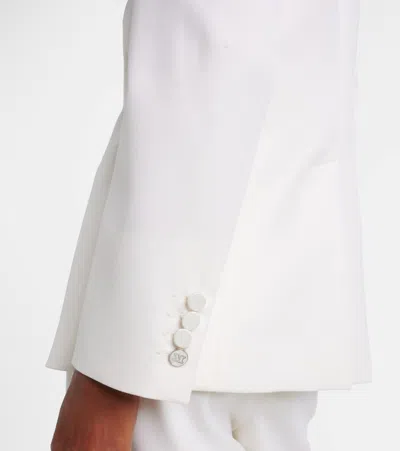 Max Mara Satin-trimmed Virgin Wool Gabardine Blazer In White