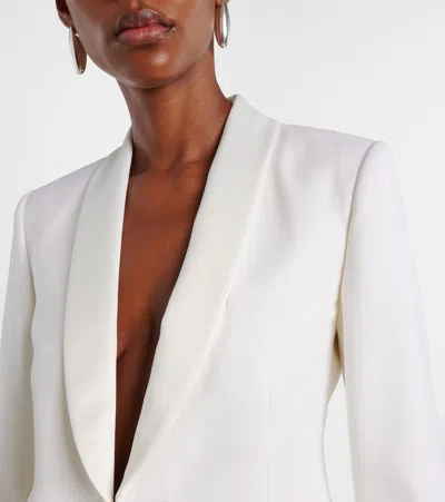 Max Mara Satin-trimmed Virgin Wool Gabardine Blazer In White