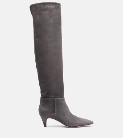 Gianvito Rossi Elise 55 Suede Knee-high Boots In Gray