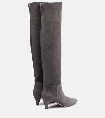 Gianvito Rossi Elise 55 Suede Knee-high Boots In Gray