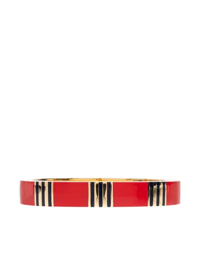 Tory Burch T Stripe Bangle Bracelet In Red