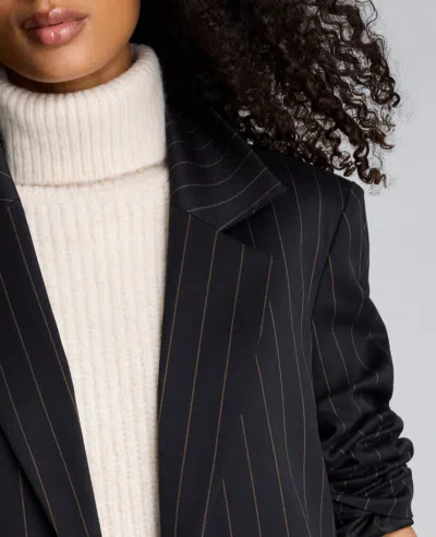 Kenneth Cole Pinstripe Patch Pocket Open Front Jacket In Black