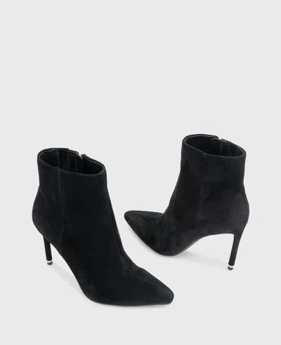 Kenneth Cole Quincy Suede Heel Ankle Bootie In Black