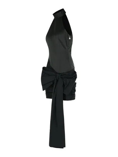 Rotate Birger Christensen Rotate Dress With Bow In Black Polyester In Black
