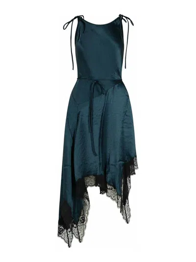 Acne Studios Petrol Blue Acetate Dress Women In Green