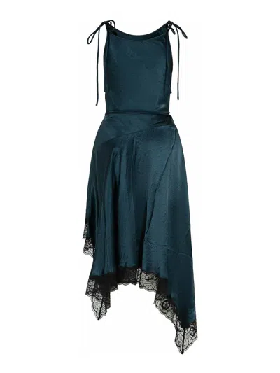 Acne Studios Petrol Blue Acetate Dress Women In Green