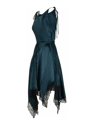 Acne Studios Petrol Blue Acetate Dress Women In Green