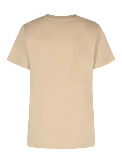 Moncler Crystal Logo Cotton T-shirt In Neutral
