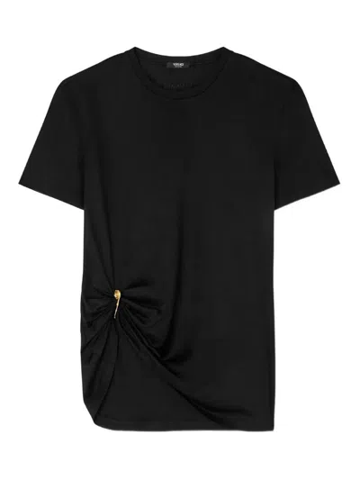 Versace Safety Pin Draped T-shirt In Black