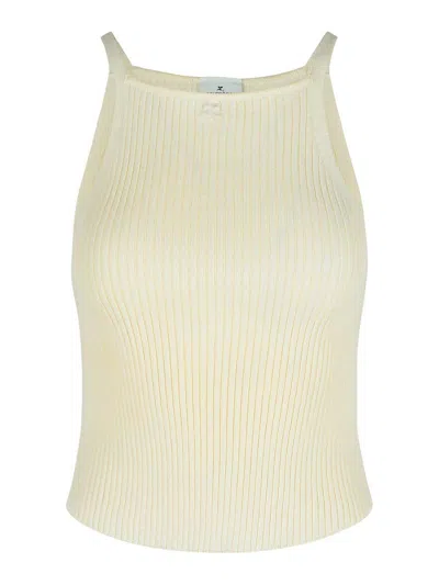 Courrèges Courreges Ivory Viscose Blend Top In Neutral