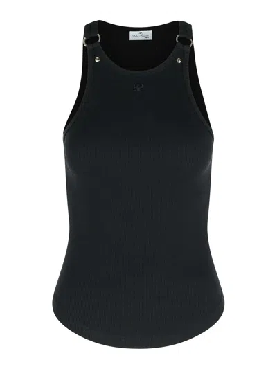 Courrèges Buckle 90s Rib Tank Top In Black
